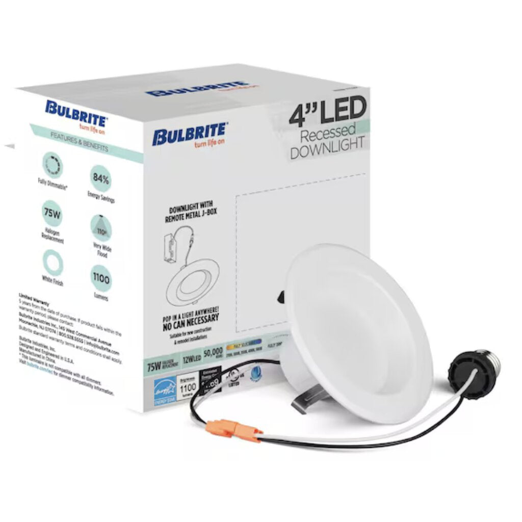 Bulbrite 862650 (773190) 12W 4" Round LED Downlight Retrofit Dimmable