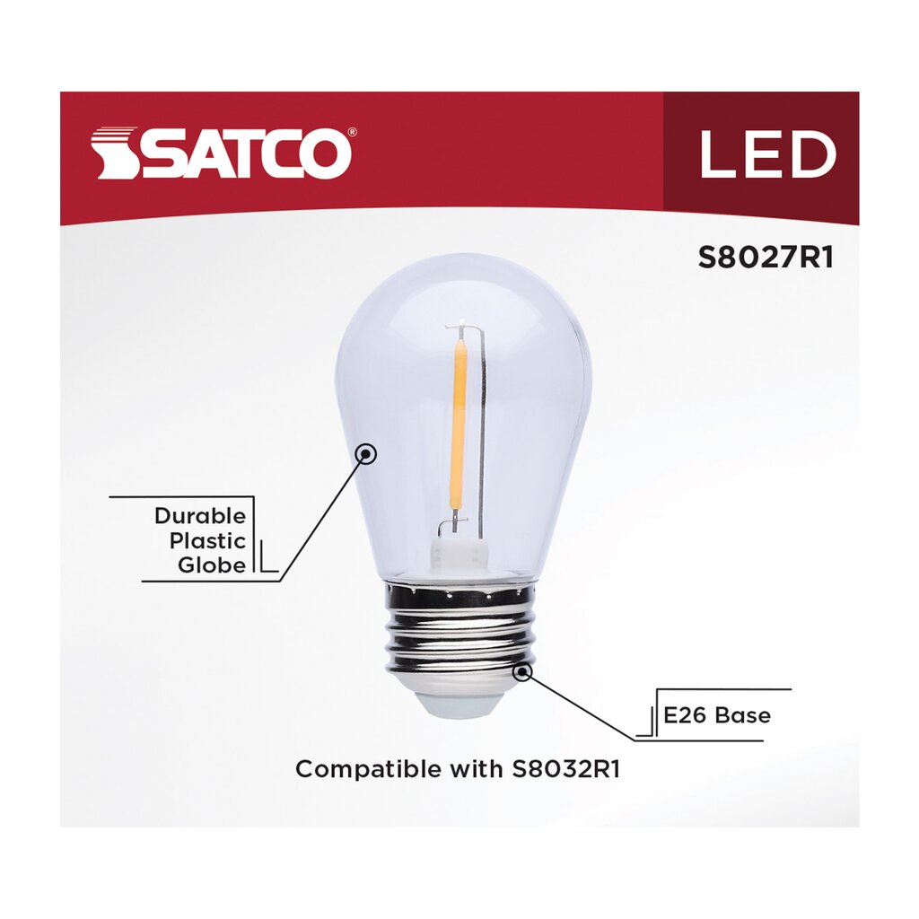 Satco S8027R1 1W S14 LED Light Bulb