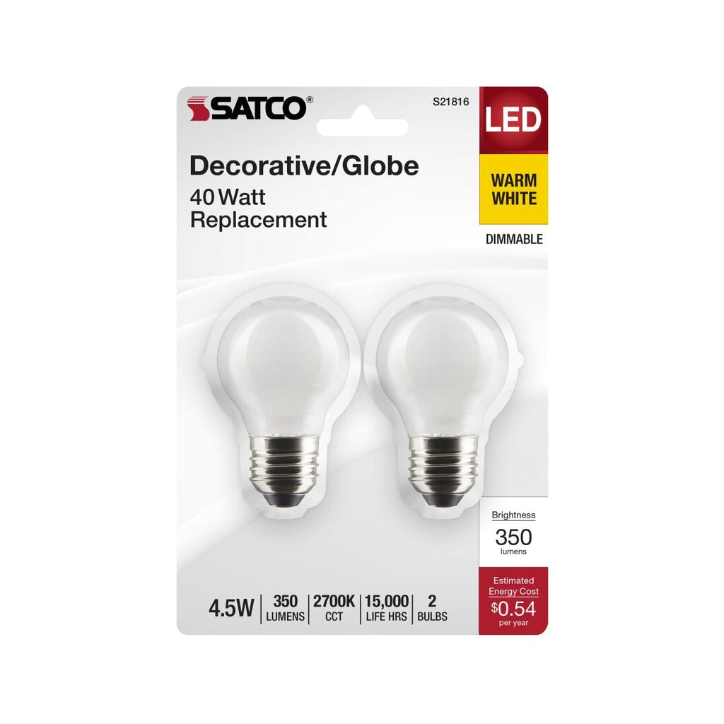 Satco S21816 4.5W G16.5 Warm White LED Light Bulb