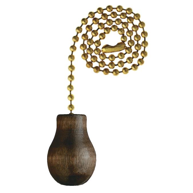 Westinghouse 7701300 Walnut Wooden Knob Polished Brass Finish Chain